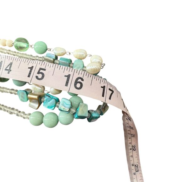 J. Jill Multi-Strand Necklace Aqua Ivory Layered Beaded Glass Pearl Ocean Sea - Picture 13 of 13